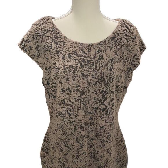 Vintage 1990s Calvin Klein 2pc Sheath Dress and Open Jacket Brown Textured Sz 14 - Picture 3 of 9